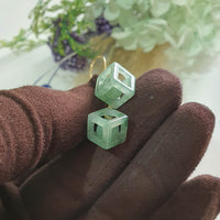 Good Translucency Icy Green Jadeite “Dancing Magnetizing Balls” Earrings (JAA002171)