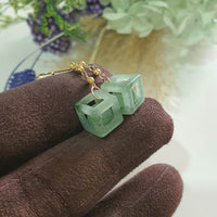 Good Translucency Icy Green Jadeite “Dancing Magnetizing Balls” Earrings (JAA002171)