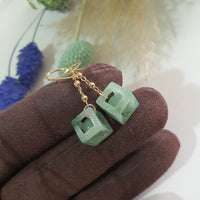 Good Translucency Icy Green Jadeite “Dancing Magnetizing Balls” Earrings (JAA002171)