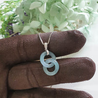 Highly Translucent Icy Bluish Jadeite "Infinity Interlocking" Pendant (JAB007409)