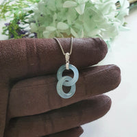 Highly Translucent Icy Bluish Jadeite "Infinity Interlocking" Pendant (JAB007409)