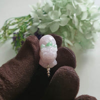 Translucent Icy Rosy Lavender Jadeite "Auspicious Wealth Pixiu" (JAB008114)