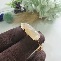 Good Translucency Icy Yellow Jadeite "Imperial Dragon Ascension" Pendant (JAB008117)