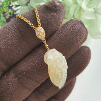 Good Translucency Icy Yellow Jadeite "Imperial Dragon Ascension" Pendant (JAB008117)