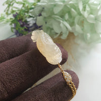 Good Translucency Icy Yellow Jadeite "Imperial Dragon Ascension" Pendant (JAB008117)