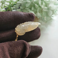 Good Translucency Icy Yellow Jadeite "Imperial Dragon Ascension" Pendant (JAB008117)
