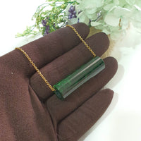 Translucent Flower Green Jadeite "Emerald Passage" Barrel Pendant (JAB008222)