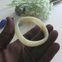 Translucent Yellow with Green Jadeite “Art-De-Squarera” Bangle (JAC003438)