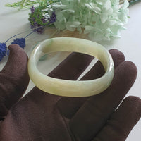 Translucent Yellow with Green Jadeite “Art-De-Squarera” Bangle (JAC003438)