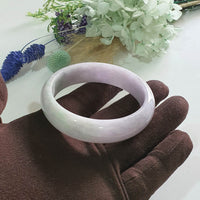 Translucent Lavender and Green Jadeite “Lavender Spring” Scenery Bangle (JAC003488)