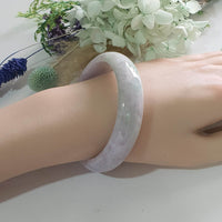 Translucent Lavender and Green Jadeite “Lavender Spring” Scenery Bangle (JAC003488)