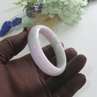 Translucent Lavender and Green Jadeite “Lavender Spring” Scenery Bangle (JAC003488)