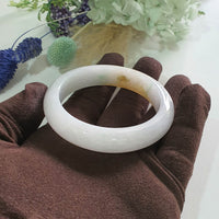 Translucent Light Lavender with Yellow and Green Jadeite “Whispers of Autumn” Bangle (JAC003490)