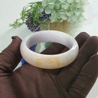 Translucent Lavender Jadeite “Tricolour Wisteria” Bangle (JAC003492)