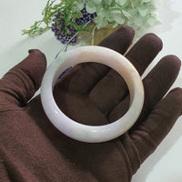 Translucent Lavender Jadeite “Tricolour Wisteria” Bangle (JAC003492)