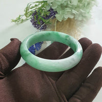 Translucent Brilliant Flower Green Jadeite “The Enchanting Scenery” Bangle (JAC003493)