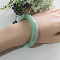 Translucent Brilliant Flower Green Jadeite “The Enchanting Scenery” Bangle (JAC003493)