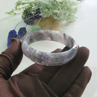 Translucent Icy Black with Brilliant Lavender and Green Jadeite “Midnight Aurora” Bangle (JAC003494)