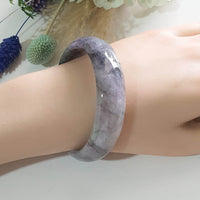 Translucent Icy Black with Brilliant Lavender and Green Jadeite “Midnight Aurora” Bangle (JAC003494)