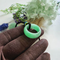 Translucent Bright Green Jadeite "Lucky Hoop" Pendant (JAD000582)