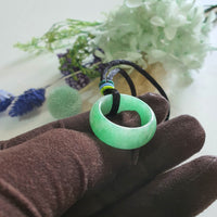 Translucent Bright Green Jadeite "Lucky Hoop" Pendant (JAD000582)