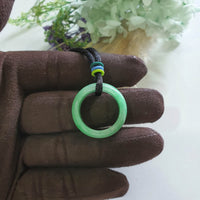 Translucent Bright Green Jadeite "Lucky Hoop" Pendant (JAD000582)