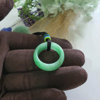 Translucent Bright Green Jadeite "Lucky Hoop" Pendant (JAD000582)