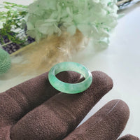 Good Translucency Icy Green Jadeite “Emerald Mist” Abacus Ring (JAD001500)