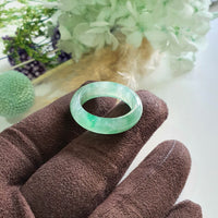 Good Translucency Icy Green Jadeite “Emerald Mist” Abacus Ring (JAD001500)