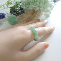 Good Translucency Icy Green Jadeite “Emerald Mist” Abacus Ring (JAD001500)