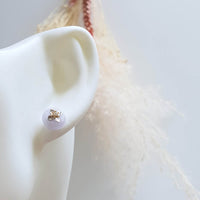 Translucent Lavender Jadeite 'Baby's Breath" Pierced Earrings (JAA000842) 5