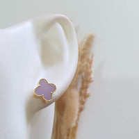 Translucent Brilliant Lavender Jadeite “Clover’s Love” Pierced Earrings (JAA001129) 9
