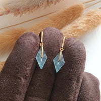 Highly Translucency Icy Light Blue Jadeite "Le Cubism" Earrings (JAA001207) 2