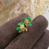 Highly Translucent Brilliant Green Jadeite “Le Floral” Pierced Earrings (JAA001232) 1