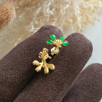 Highly Translucent Brilliant Green Jadeite “Le Floral” Pierced Earrings (JAA001232) 3