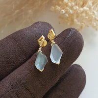 Highly Translucency Icy and Icy Green Jadeite “Golden Cubism" Earrings (JAA001279) 3