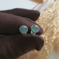 Highly Translucent Icy Blue Jadeite “Cupcakes” Earrings (JAA001331) 1