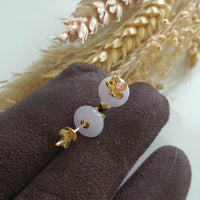 Translucent Icy Lavender Jadeite "Golden Cherry Blossoms" Earring (JAA001721) 4