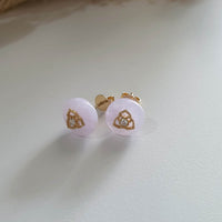 Translucent Icy Pinkish Lavender Jadeite “Le Floral” Pierced Earrings (JAA001787) 5