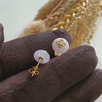 Translucent Icy Lavender Jadeite "Golden Clovers" Earring (JAA001908) 4
