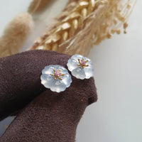 Highly Translucent Icy Jadeite “Cherry Blossom” Earrings (JAA002093) 4
