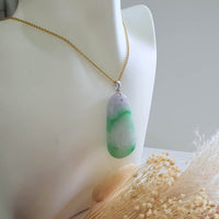 A Translucent Lavender with Brilliant Apple Green Jadeite "Trapezoid" Pendant (JAB000873) 8