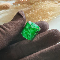 Translucent Icy Brilliant Flower Green Jadeite "Barrel" Pendant (JAB002017) 4