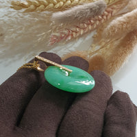 Translucent Brilliant Apple Green Jadeite "Auspicious Coin" Pendant (JAB003866) 5