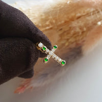 Highly Translucent Imperial Green Jadeite "Diamonds Cross" Pendant (JAB003989) 3