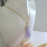 Translucent Sweet Lavender Jadeite "Goddess of Mercy" Pendant (JAB004493) 7