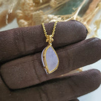 Translucent Icy Brilliant Lavender Jadeite “Cherry Dew Droplet” Pendant (JAB004686) 4