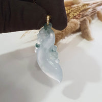 Highly Translucent Icy Jadeite "Celestial Flow" Pendant (JAB004818) 6