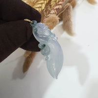 Highly Translucent Icy Jadeite "Celestial Flow" Pendant (JAB004818) 8