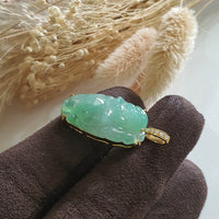 Highly Translucent Icy Apple Green Jadeite "Laughing Buddha" Pendant (JAB004904) 4
